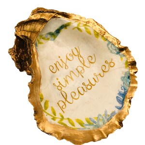 Oyster Shell Ring Trinket Dish Jewelry Holder,Home Wedding Bridal Gift Keepsake Favor,Designer Decoupage HandPainted Gold Leaf Vanity Decor