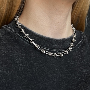 O Ring Chain Necklace | Industrial Chain Necklace | Punk Choker | Stainless Steel Link Necklace | Grunge Jewelry | Unisex Chain