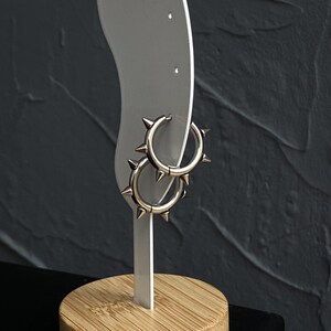 Spike Earrings, Silver Huggie Hoop Earrings, Stainless Steel