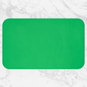 Solid Green Bath Mat | Plush Absorbent Memory Foam | Non Slip Bathroom Rug | Soft Quick Dry Floor Decor | Modern Minimalist Home Accent