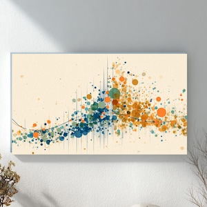 Abstract Data Visualization Art, Modern Tech Infographic Canvas, Minimalist Digital Pattern, Framed Corporate Decor