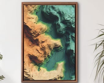 Topographic Map Canvas Wall Art – Minimalist Landscape Line Art, Modern Geographic Illustration