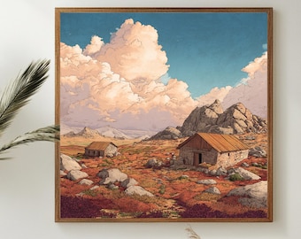Rustic Israel Holy Land Landscape Canvas, Jerusalem Scenic Wall Art, Framed Holy Land Print