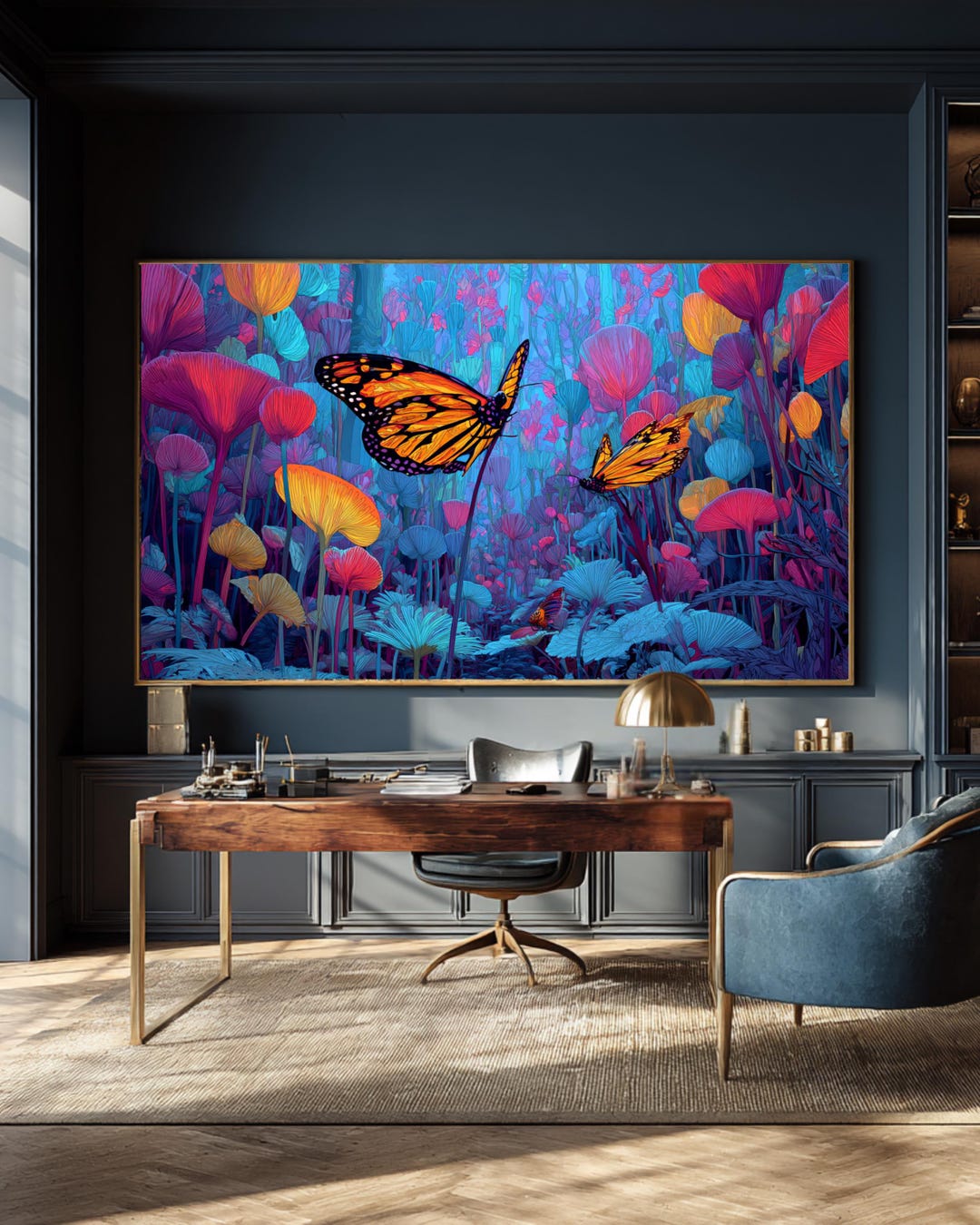 Vibrant Butterflies Scene Canvas Print | Colorful Insect Wall Art ...