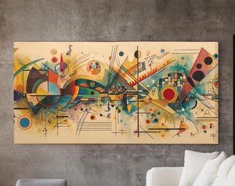 Impresión en lienzo de Kandinsky, arte geométrico abstracto, decoración de pared moderna.