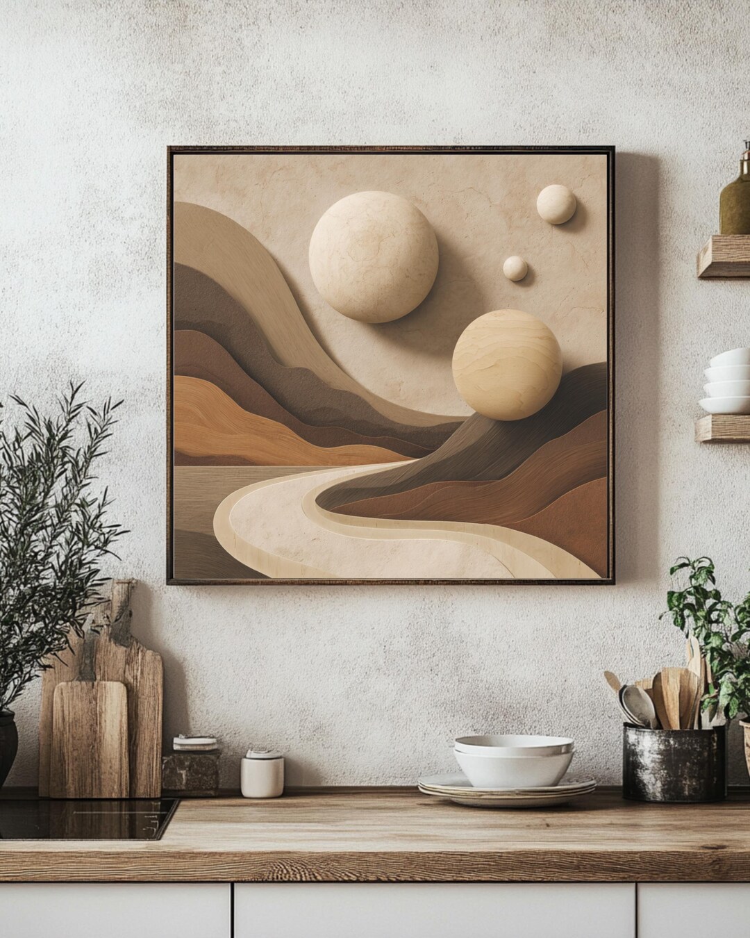 Abstract Earth & Moon Canvas Art, Modern Celestial Painting - Etsy