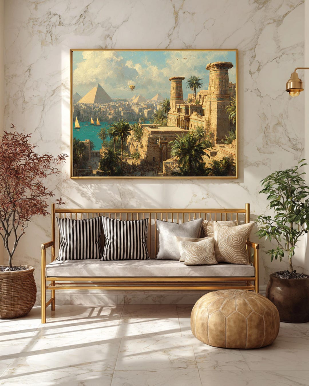 Egyptian Canvas Wall Art, Ancient Scene, Modern Decor - Etsy