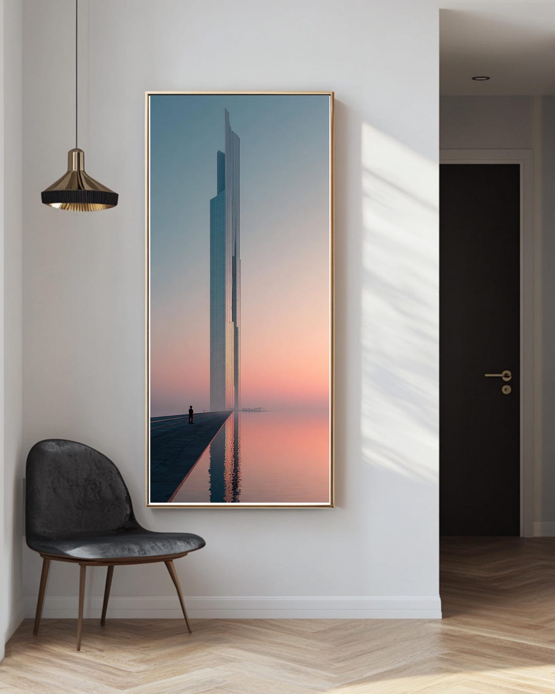 Modern Minimalist Architectural Elongation Canvas Wall Art, Abstract ...