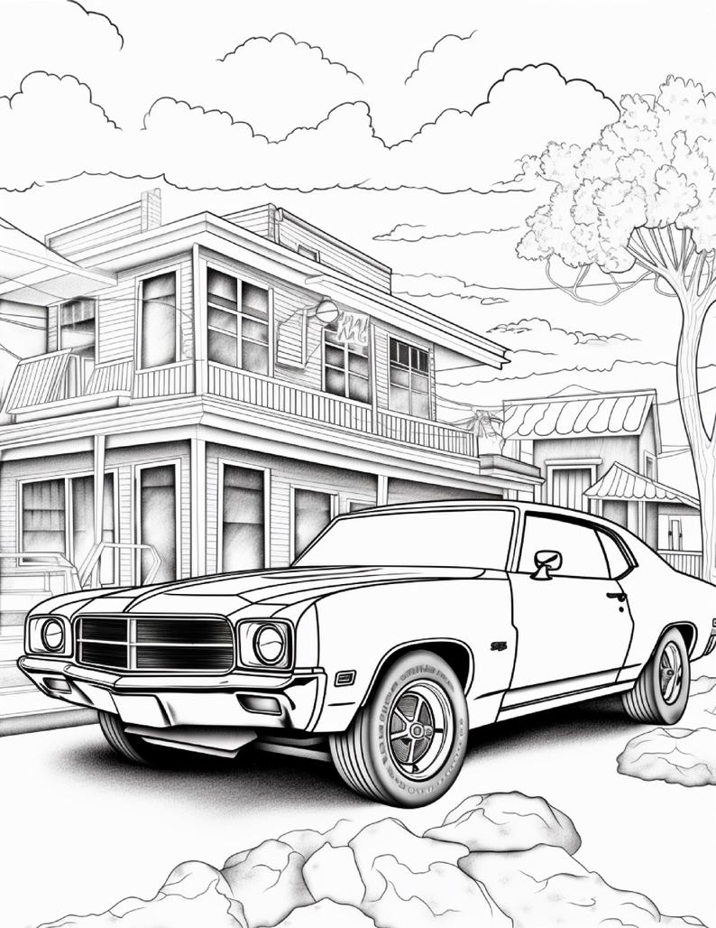 American Muscle Cars Coloring Pages, Classic Car Printable Pages for ...