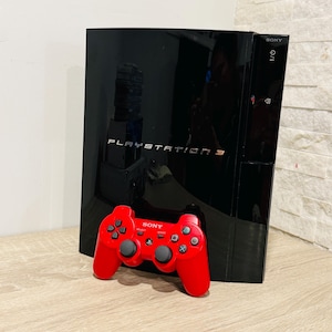 Retro PS3 Console (CECHB01) – PS1/PS2 Backwards Compatible Bundle + Red DualShock 3