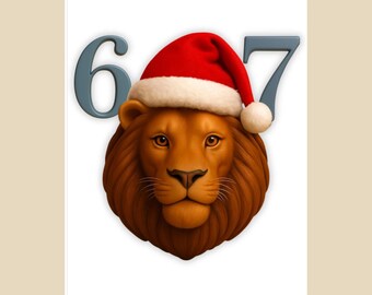 67 Lion Christmas Fine Art Poster 20x25 cm | Art Poster | Christmas Decoration | Wall Art | Gift Idea | Unique Design