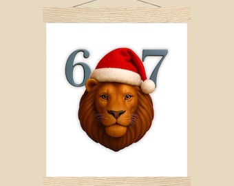 Semi-Glossy Paper Poster 20x25 cm | Including Hanger | Poster 67 LION | Lion Design | Christmas Gift Idea