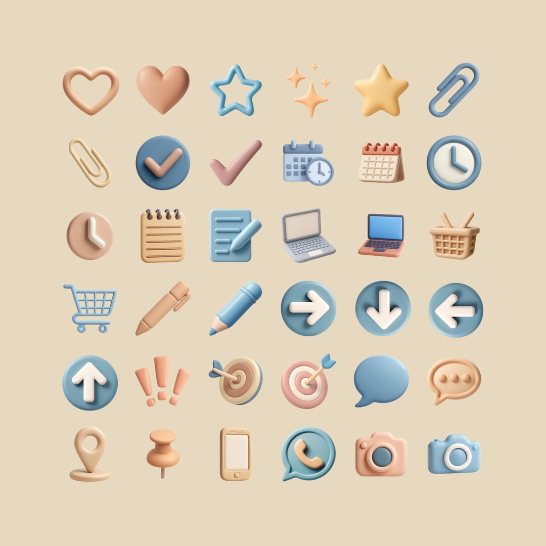 Neutral Planner Icons – 36 PNG Digital Stickers – Minimal Beige Icons ...