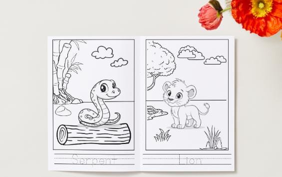 Traceable Subject Book of Coloring and Tracing on the Subject of Wild Animals (15 Pages ...