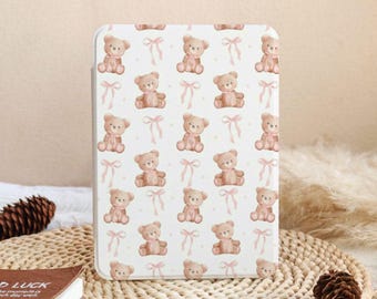 Bear White Kindle Case with Hand Strap for Paperwhite 11th 12th Gen 6.8'' 7'' 2022/2024, Kindle 10/11th 6'', Trendy Kobo Clara Libra Case