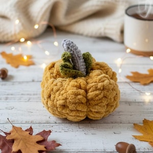 El Yapımı Örgü Kabak Dekoru – Sonbahar Ev Süsü – Amigurumi Kabak Hediye – Tığ İşi Dekoratif Kabak