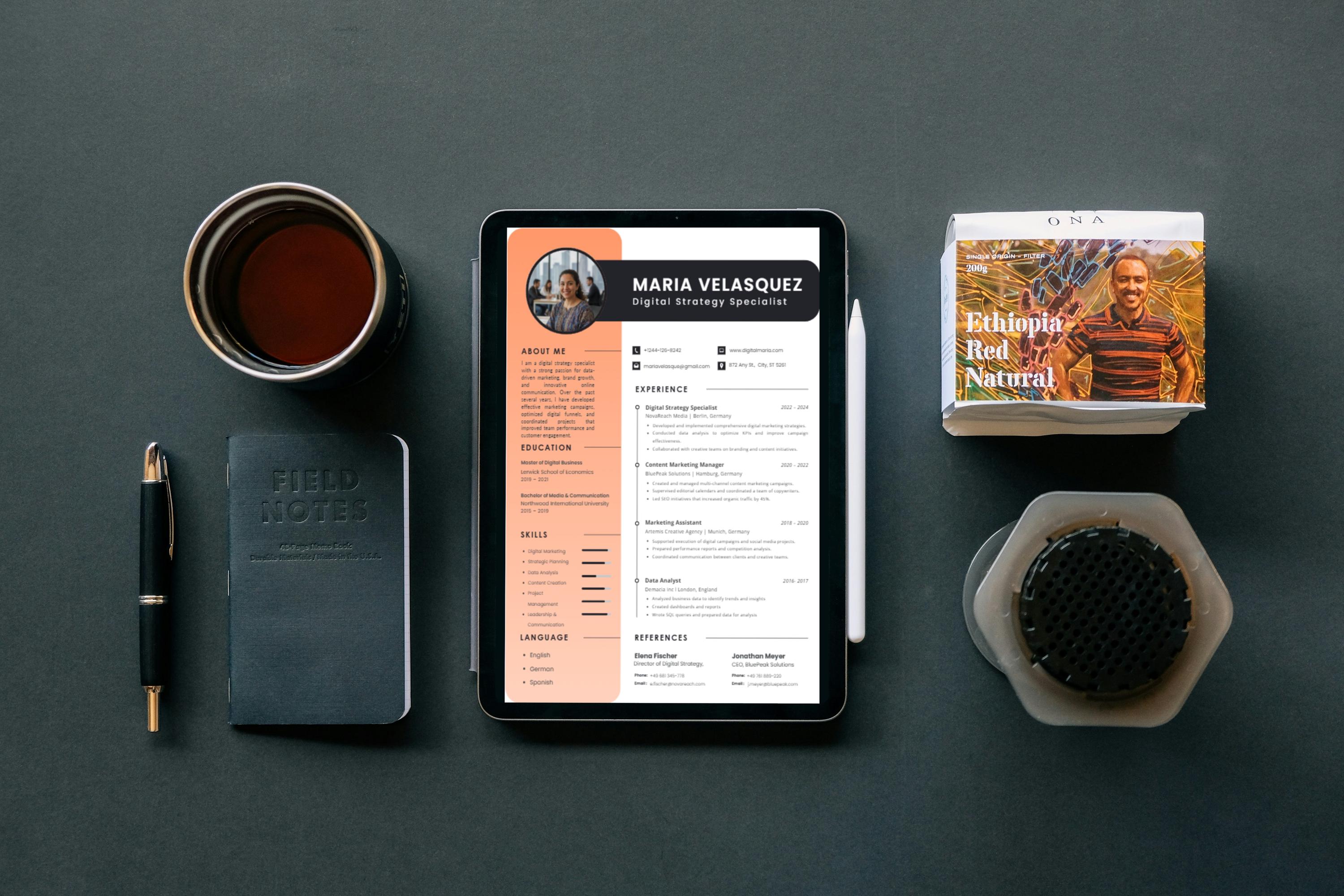 Minimalist Resume Template for Canva CV Easy to Edit Clean Modern ...