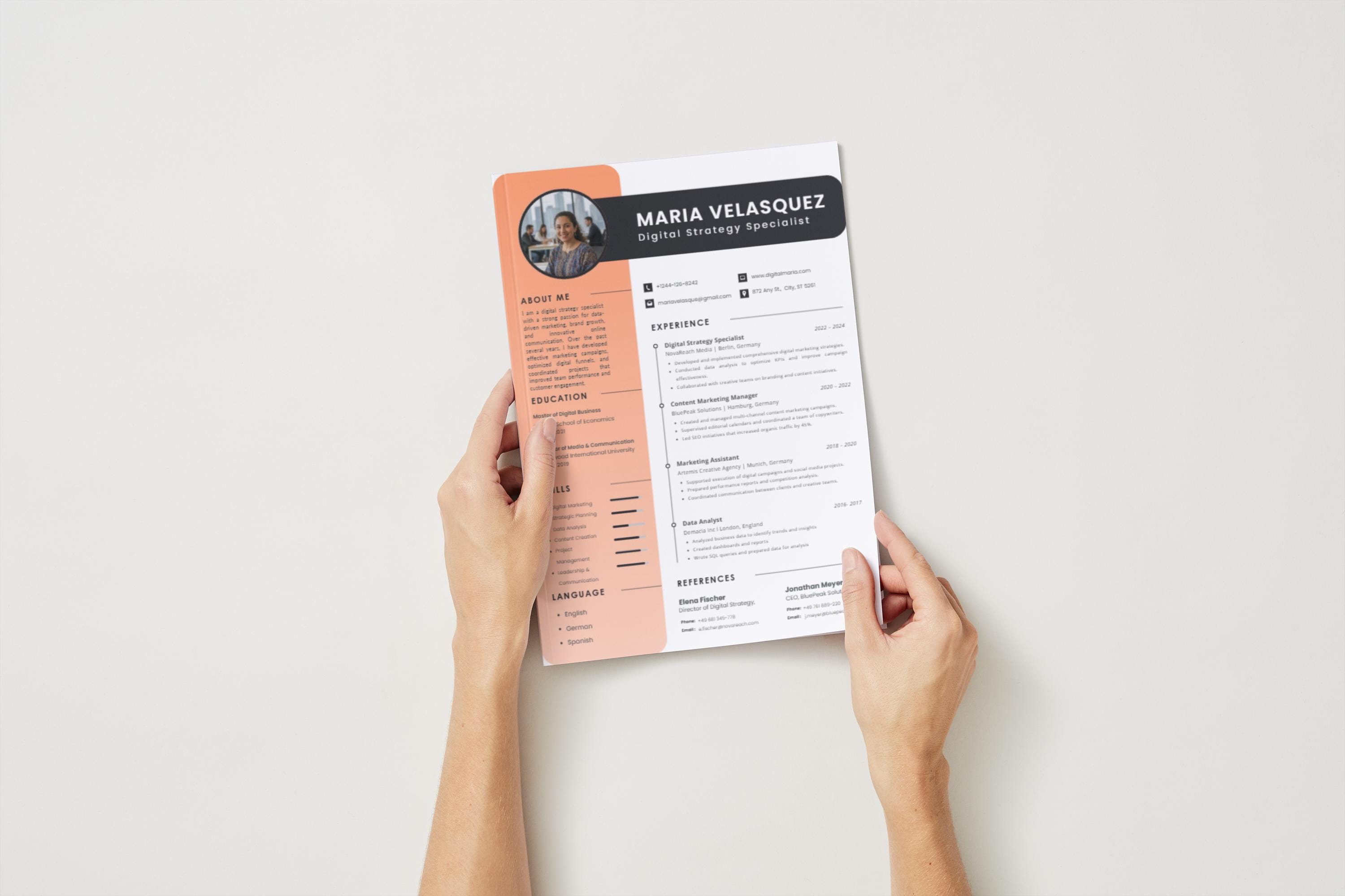Minimalist Resume Template for Canva CV Easy to Edit Clean Modern ...