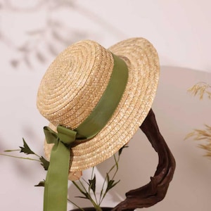 Green Straw Hat Bow - Etsy display picture 1