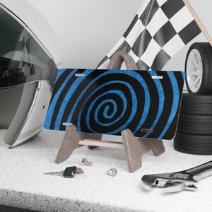 Blue Spiral Vanity Plate Decorative License Plate, Swirl Design Coraline image 4