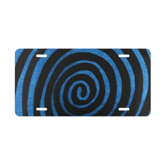 Blue Spiral Vanity Plate Decorative License Plate, Swirl Design Coraline