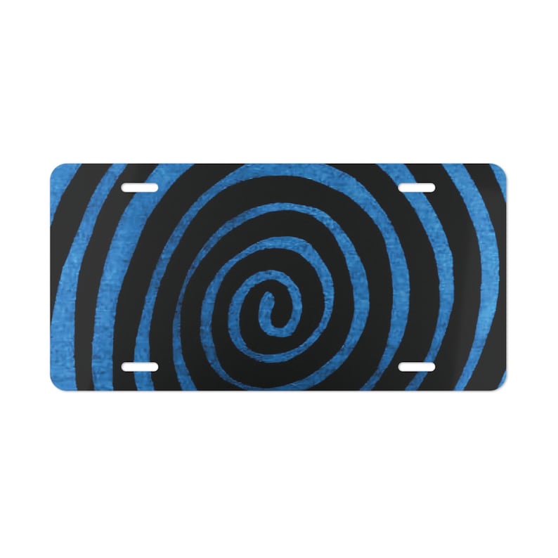 Blue Spiral Vanity Plate Decorative License Plate, Swirl Design Coraline image 1
