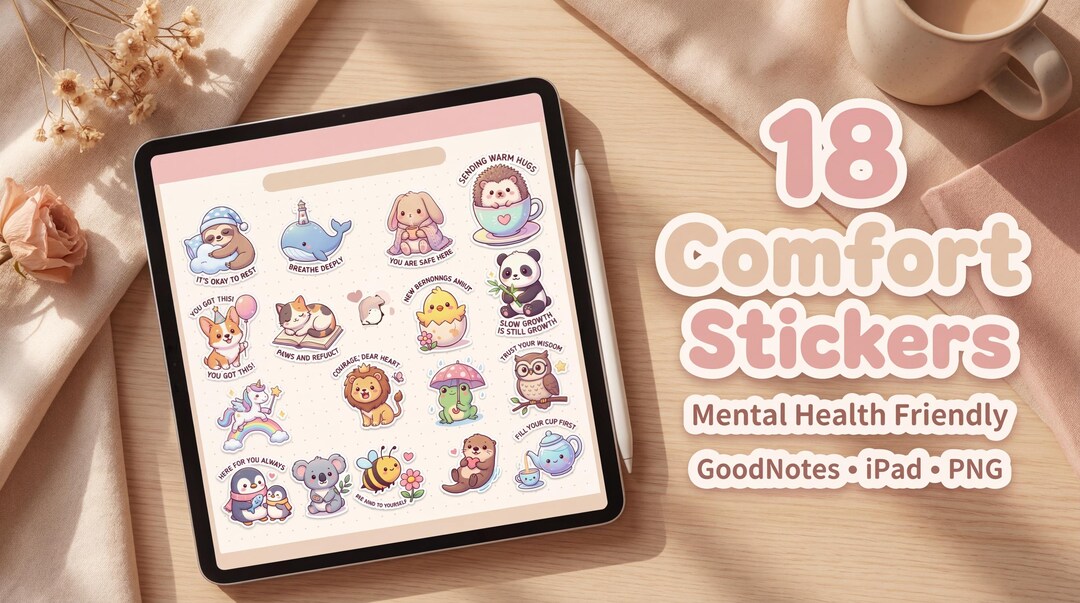 Kawaii Emotional Support Stickers | Cute Affirmation & Mental Health ...