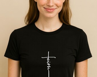 Faith Cross Shirt, Christian Faith T-Shirt, Minimalist Cross Design, Religious Gift for Women Men, Inspirational Christian Apparel