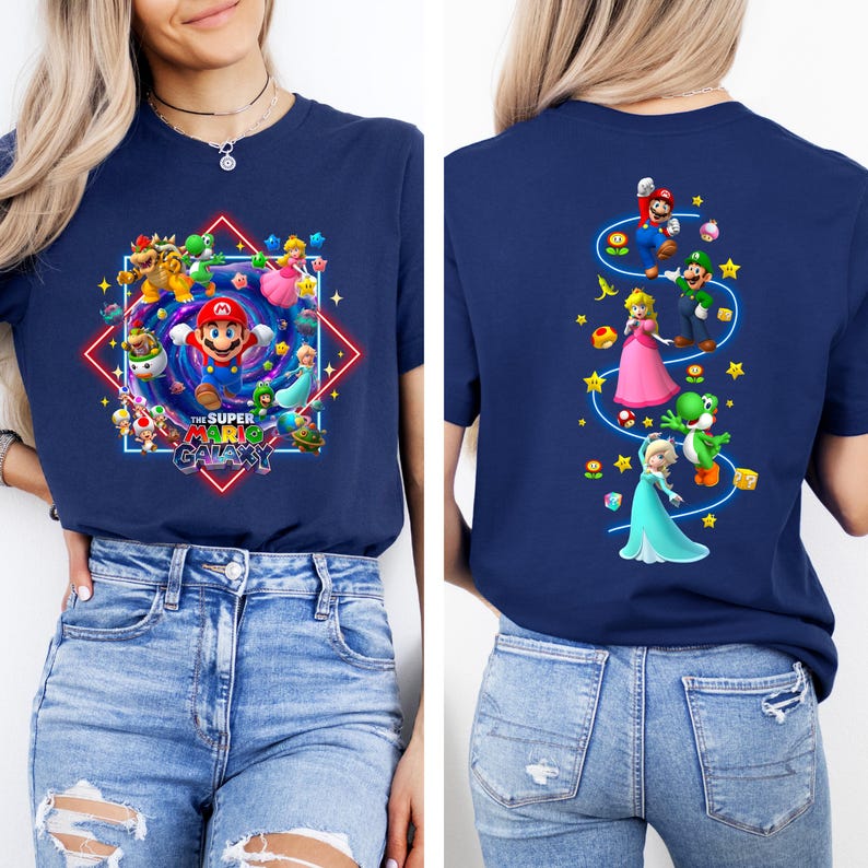 Super Mario Galaxy Shirt, Video Game Fan Gift, Retro 90s Graphic Tee, Super Mario Movie Shirt, Galaxy Adventure Crewneck, Birthday Gift image 1