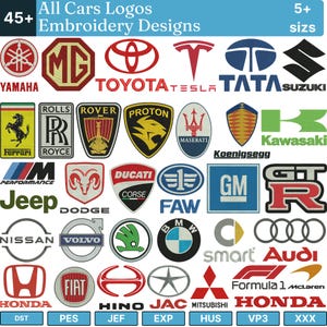All Car Logo Embroidery Bundle, Luxury Sports Car Brand logo Designs, Vehicle Logo Embroidery, machine Embroidery file,  Instant Download.
