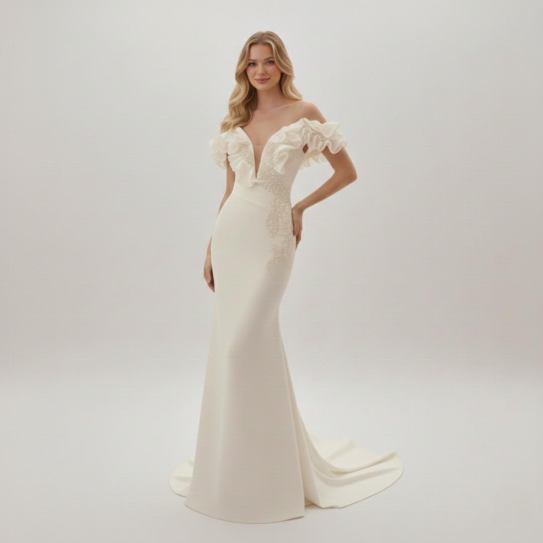 ivory and gold mermaid wedding dress WW37082] Gucci main image 0