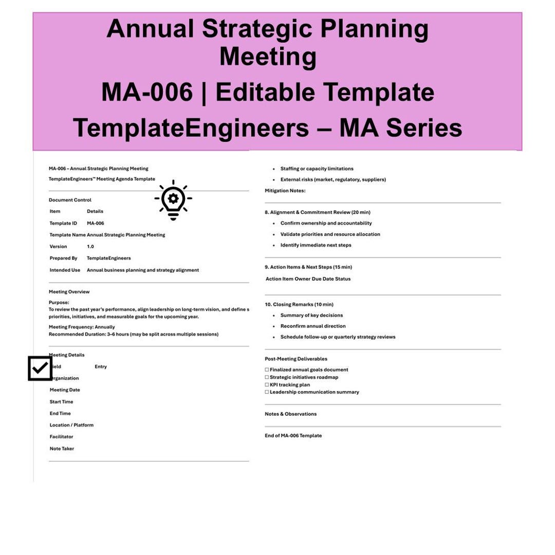 Annual Strategic Planning Meeting Agenda Template Business Strategy