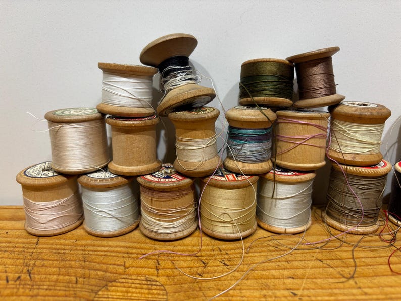 Vintage Wooden & Plastic Thread Reels With Case - Etsy UK