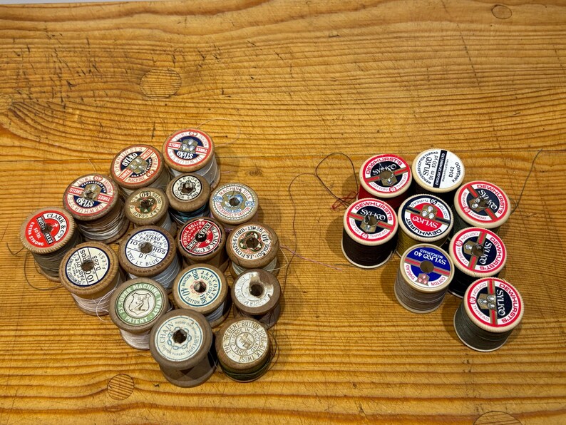 Vintage Wooden & Plastic Thread Reels With Case - Etsy UK