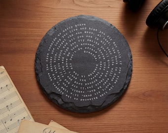 Custom Song Lyric Slate Coaster – Personalized Music Gift for Couples, Weddings, Anniversaries & Birthdays