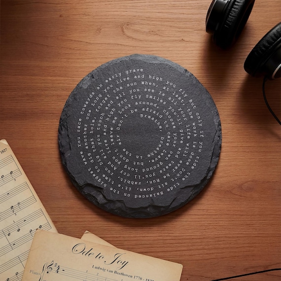Custom Song Lyric Slate Coaster – Personalized Music Gift for Couples, Weddings, Anniversaries & Birthdays