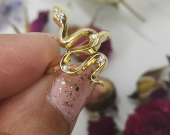 Kundalini Rising Ring, Snake Ring, Gold Snake Ring, Adjustable Gold Snake Ring, Midi Snake Ring, Gold Midi Ring, 24k Gold Snake Ring