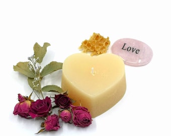 Heart Candle, Beeswax Heart Candle, Valentine's Day Candle, Handmade Candles, Container Candles, Beeswax Candles, Wedding Favour Candle