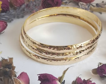 Thick Gold Bracelet, Thick Gold Bangle, Hammered Gold Bangle, Stacking Bangles, 24k Gold Bracelet, Gold Bangle, Textured Bracelets
