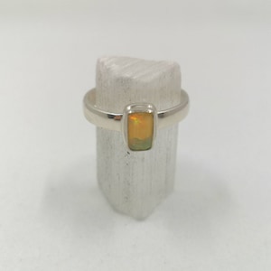 Opal Ring, Sterling Silver Opal Ring, Baguette Opal Ring, Fire Opal Ring, October Birthstone Ring, Gifts for Her, Opal Band Ring, Opal Stone