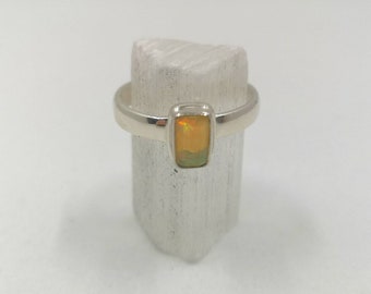 Sterling Silver Opal Doublet Ring, October Birthstone, Size 8.5