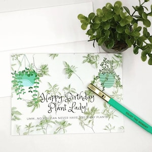 Cartão de aniversário Plant Lady, Cartão de aniversário peculiar, Amante de plantas, Cartão de aniversário engraçado, Cartões para ela, Cartão de aniversário de jardineiro, Aniversário Jungalow