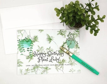 Plant Lady Birthday Card, Quirky Birthday Card, Plant Lover, Funny Birthday Card, Cards for Her, Gardener Birthday Card, Jungalow Birthday