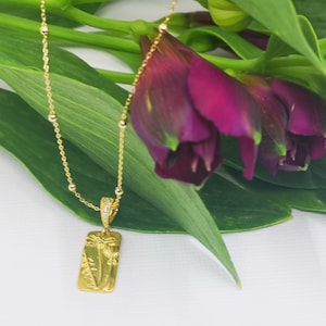 Blumenhalskette, Goldblumenhalskette, gestempelte Blumenhalskette, gestempelte Wildblumenhalskette, 14k Goldblumenanhänger, Geschenke für sie