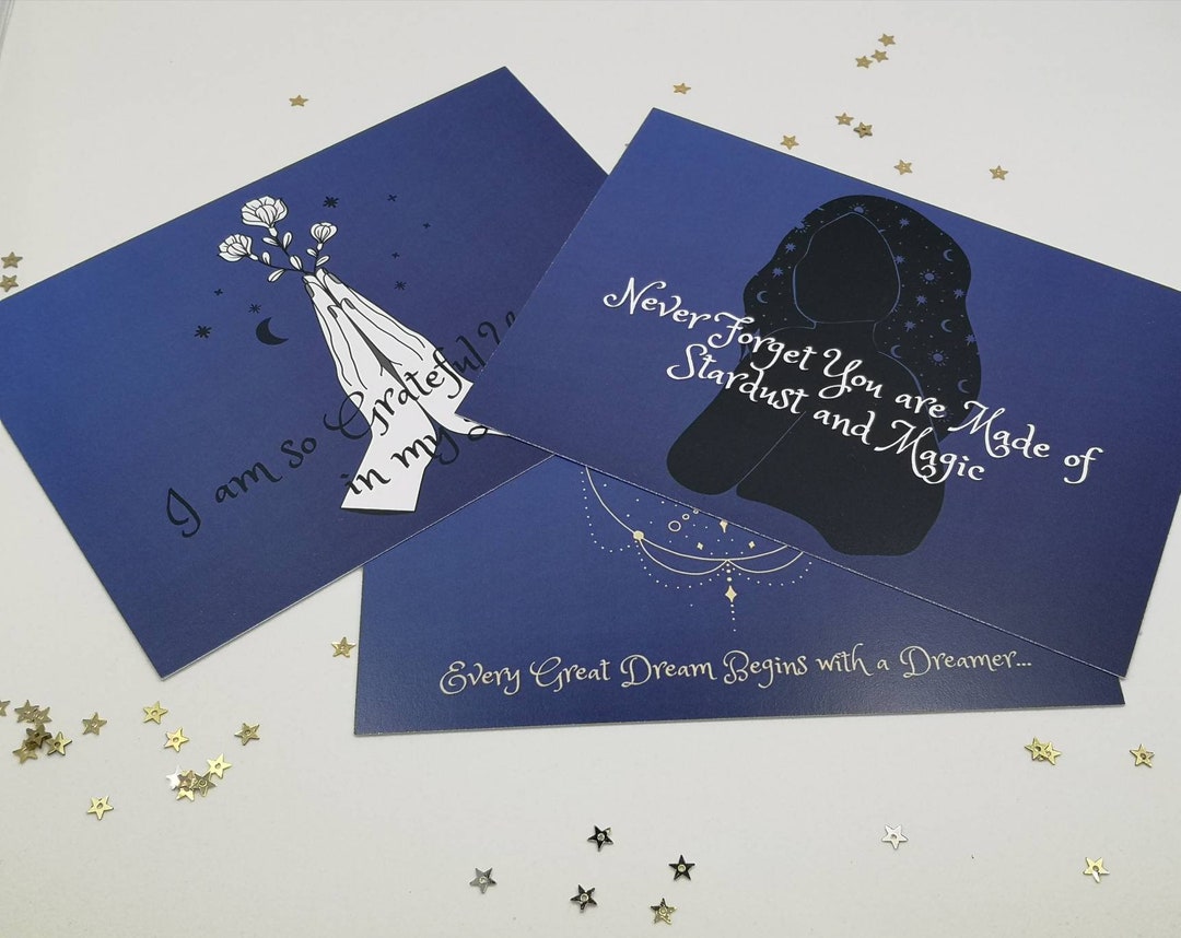 Celestial Friendship Card Bundle, Motivational Postcards - Etsy