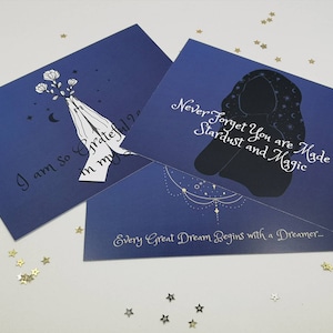 Lot de trois cartes Bestie, cartes de l'amitié, cartes postales inspirantes d'amitié, lot de cartes postales de motivation céleste, cartes d'anniversaire de l'amitié