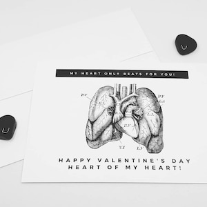Anatomisches Herz Valentinstag Karte, Valentinstag Postkarte, Mein Herz schlägt Liebe Postkarte, Geschenke für Ihn, Geschenke für Sie, Herz Themed