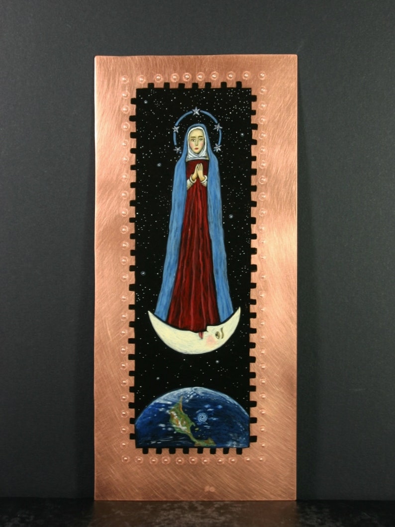 The Assumption of Our Lady Into Heaven Original Retablo in image 1