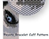 Blue Eyed Wolf - winter fashion - Pattern Peyote Bracelet - Peyote Cuff Bracelet Pattern - wolf seed bead pattern