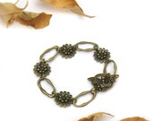 antique bronze chain dragonfly flower Bracelet - bronze bracelet